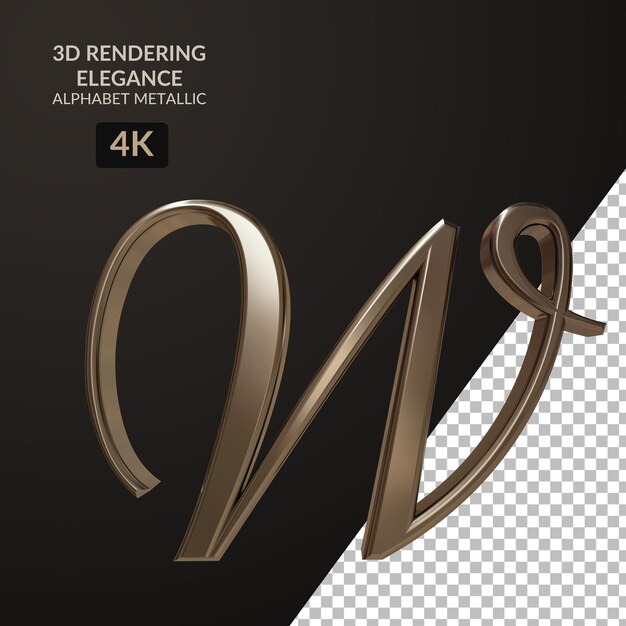 3d rendering elegance alphabet metallic script