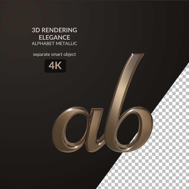 3d rendering elegance metallic alphabet script