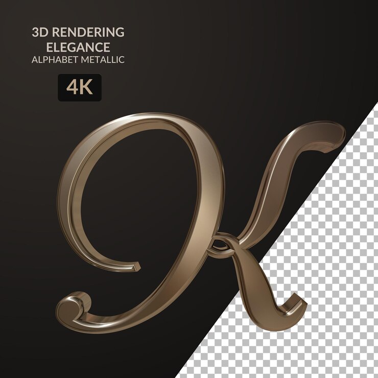 PSD 3d rendering elegancia alfabeto metálico script