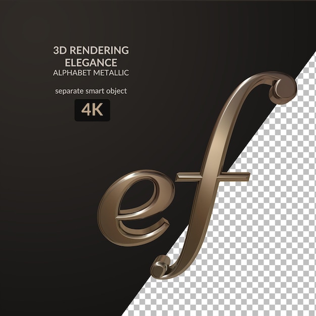 PSD 3d-rendering eleganz metallisches alphabet skript