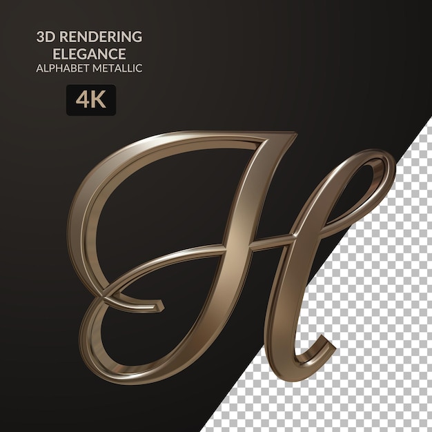 3d rendering eleganza alfabeto metallico script