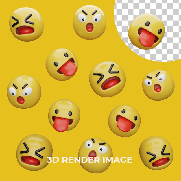 3d-rendering emoji-ausdrücke isoliert