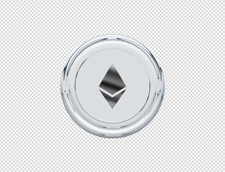 PSD 3d rendering ethereum icono plata brillante