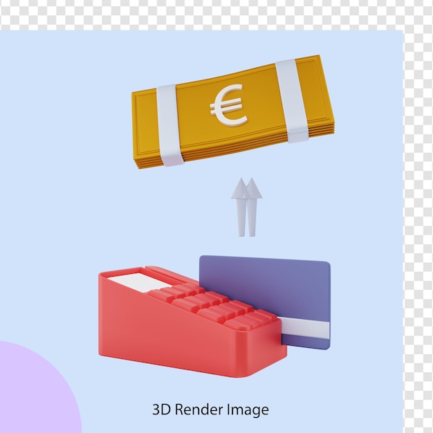 PSD 3d-rendering euro-geld abheben