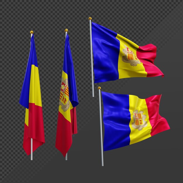 3d-rendering europa-andorra-flagge flattert und kein flattern