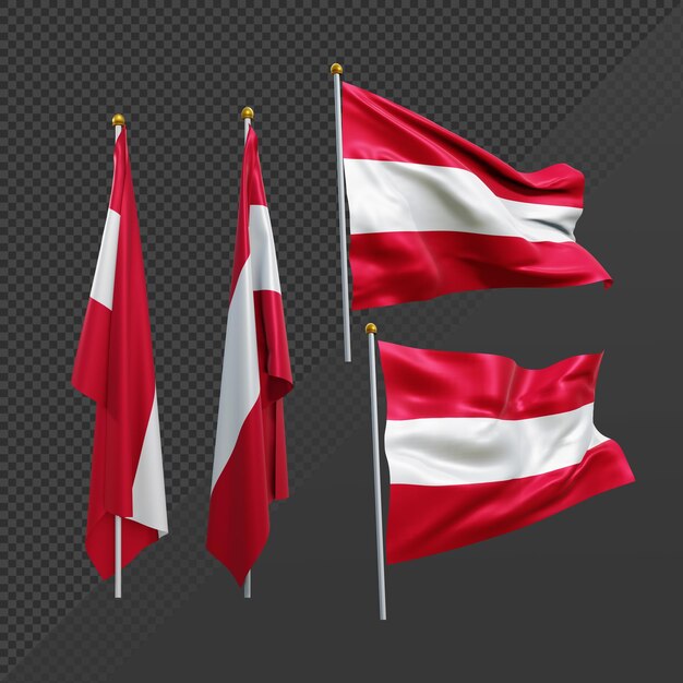 3D-Rendering Europa Österreich Flagge flattert und kein Flattern