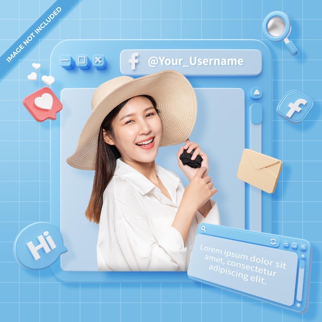 3D-Rendering Facebook-Profil