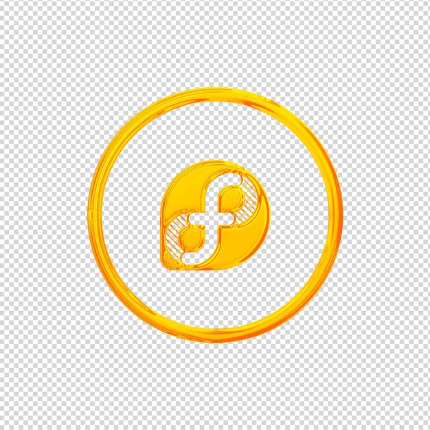3D-Rendering Fedora-Symbol Glänzend Gold