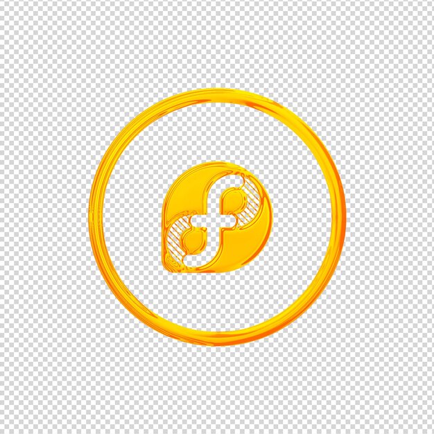 3d-rendering fedora-symbol glänzend gold