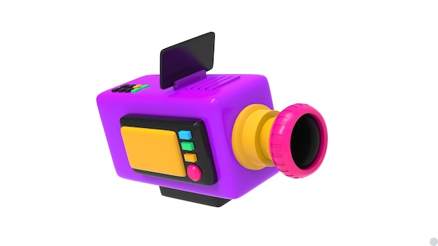 PSD 3d-rendering-film-recorder-videokamera für film- oder live-kino-streaming isolierte ikonen-illustration