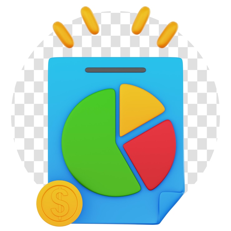 PSD 3d rendering finance statistic 3d icon transparent background