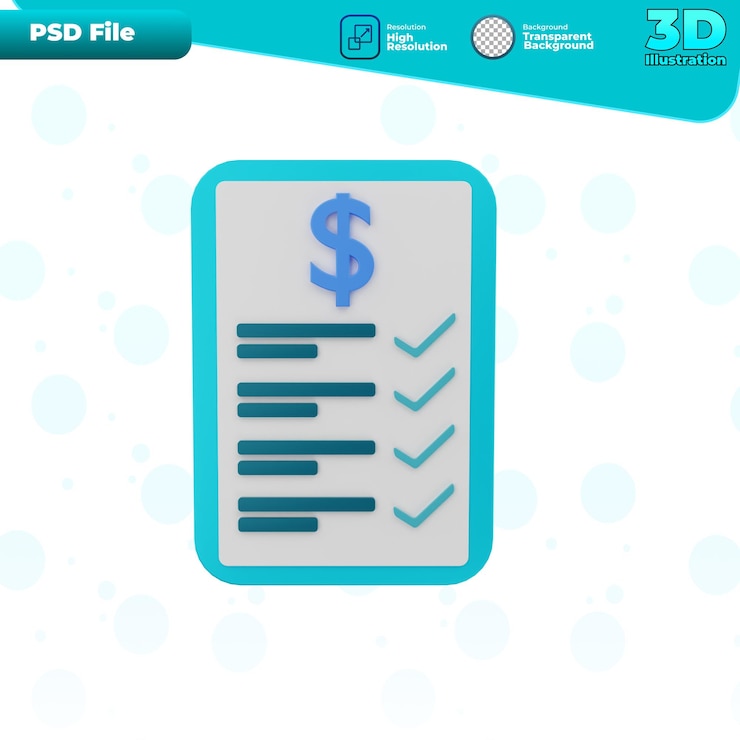 PSD 3d-rendering finanzrechnung symbol illustration