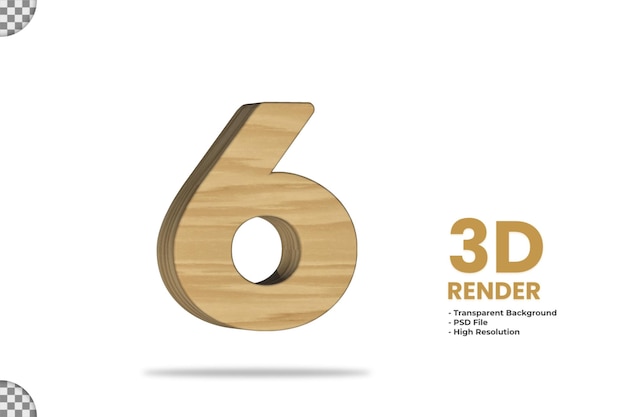 3D-Rendering flaches Holzmaterial Nummer 6 isoliert