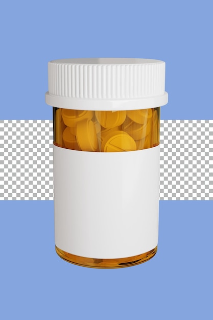 PSD 3d-rendering flasche weißer pillenkreis transparent