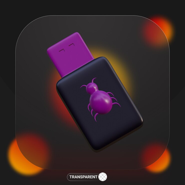 PSD 3d rendering flashdisk virus indicado