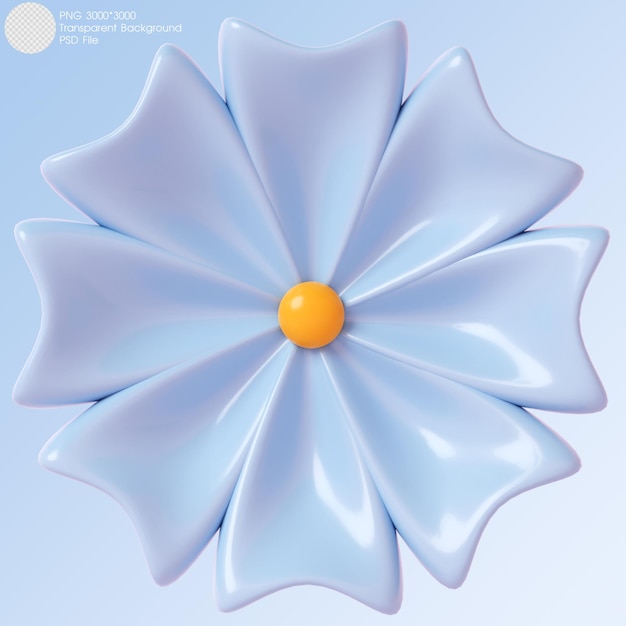 3D rendering flor azul aislado sobre fondo