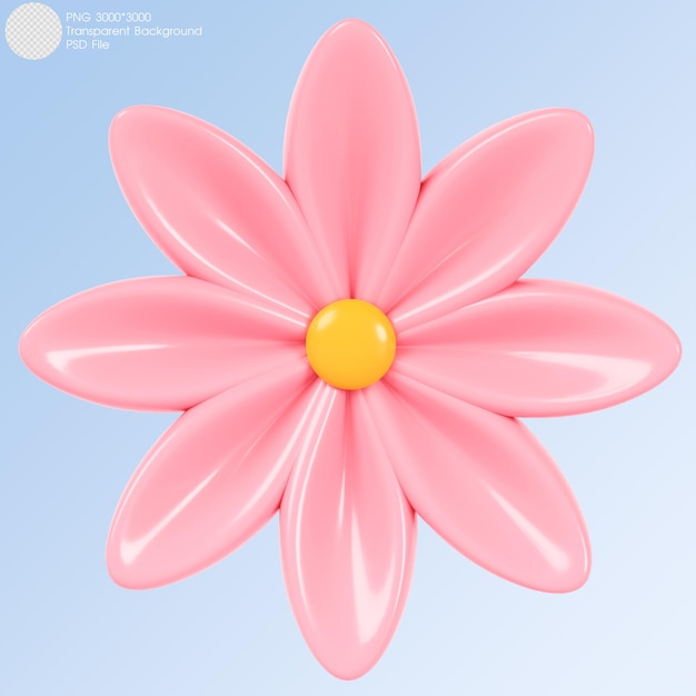 3D rendering flor rosa aislado sobre fondo