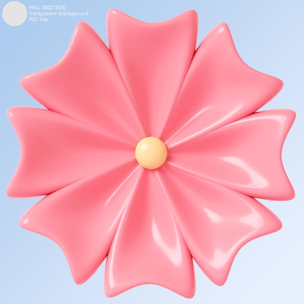 3d rendering flor rosa aislado sobre fondo