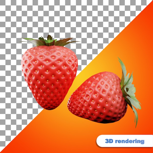 3D-Rendering frische rote Erdbeeren