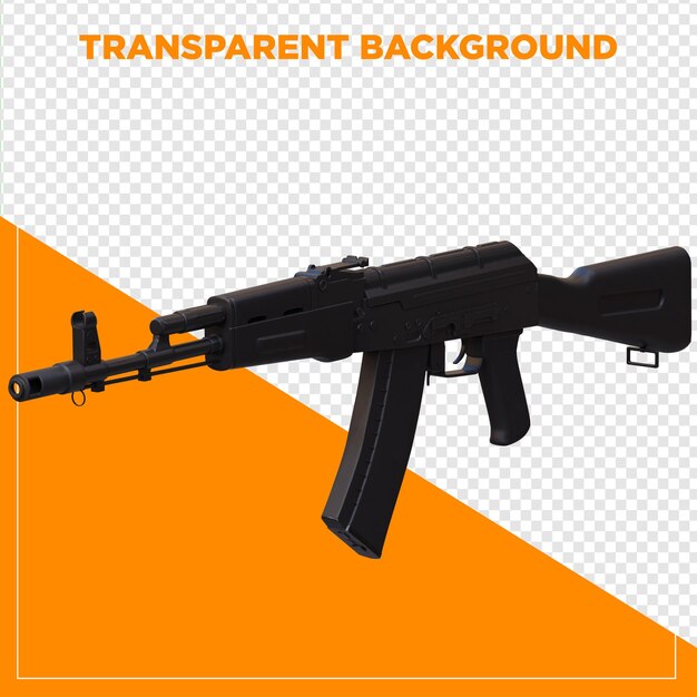 3D-Rendering-Gaming-Gewehr AK47 mit durchsichtigem Hintergrund