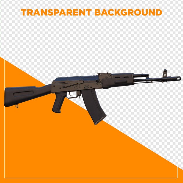 3D-Rendering-Gaming-Gewehr AK47 mit durchsichtigem Hintergrund