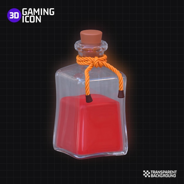 3D-Rendering GAMING-SYMBOL FÜR ROTE TRANKFLASCHE