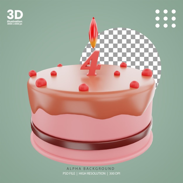 3D-Rendering Geburtstagstorte vierte Abbildung