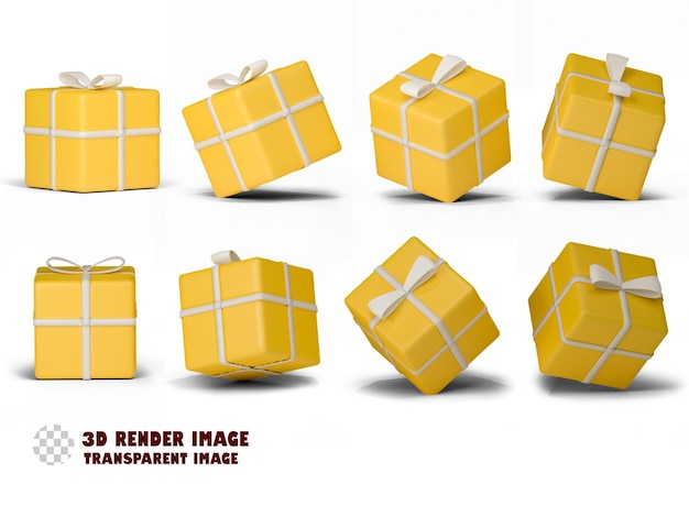 PSD 3d-rendering gelbe geschenkbox