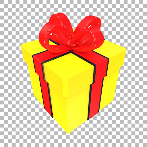 3D-Rendering gelbe und rote Überraschungsgeschenkbox isoliert