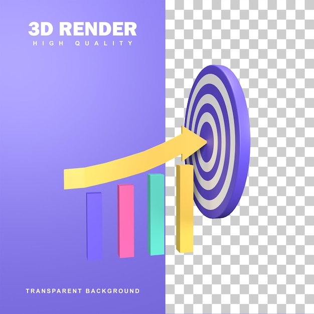 3D-Rendering-Geschäftszielsymbol.