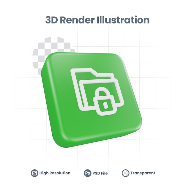 PSD 3d-rendering gesperrte datei symbol für web mobile app social media promotion