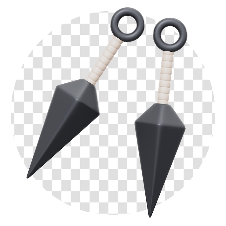 PSD 3d rendering giapponese kunai 3d icona isolare sfondo trasparente 3d