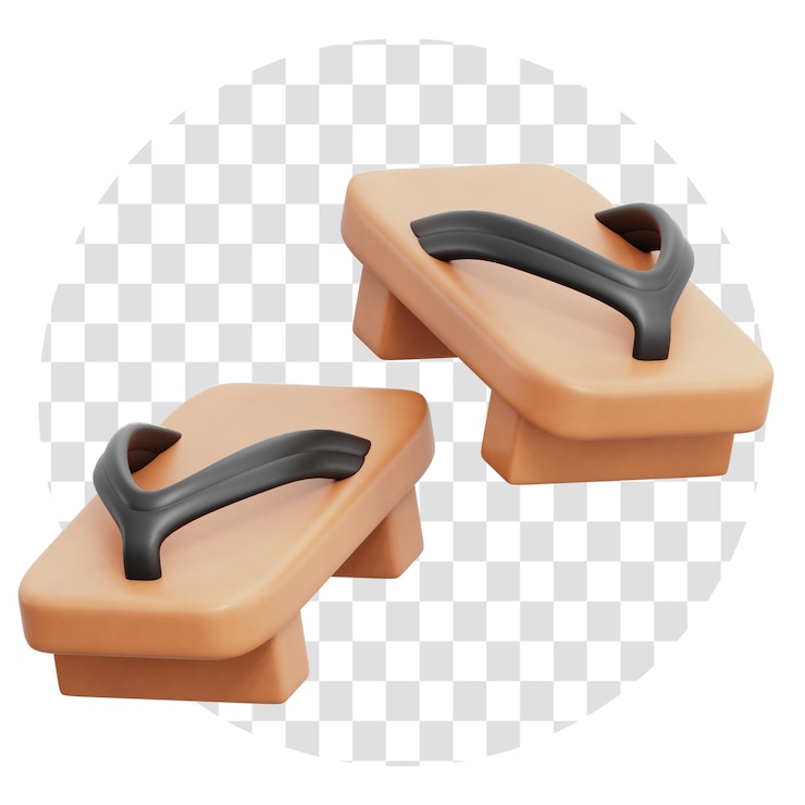 PSD 3d rendering giapponese tradizionale sandal 3d icona isolare sfondo trasparente 3d
