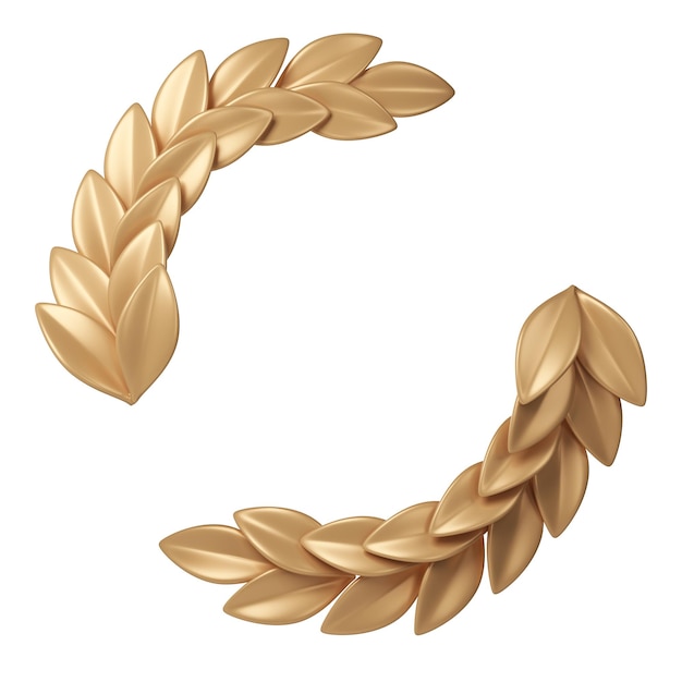 3D-Rendering-Gold-Laurbärenkranzrahmen mit Platz für Text Trophäe-Preis-Champion-Sieg-Konzept