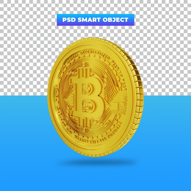 3D rendering Golden Bitcoin digital currency