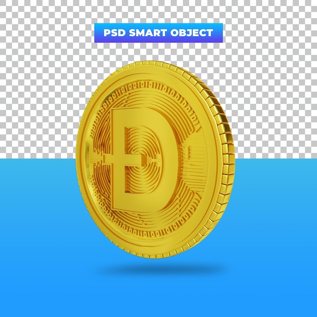 3d-rendering goldene dogecoin digitale währung