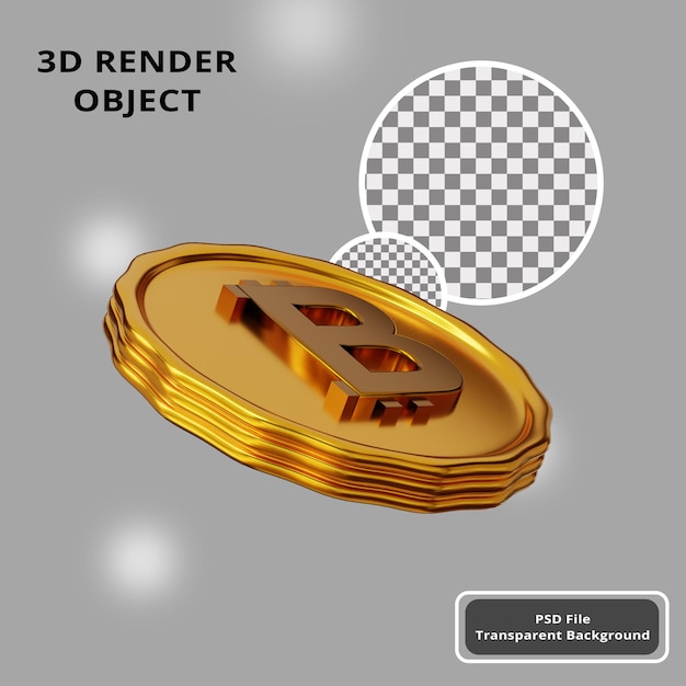 3d-rendering goldene kryptomünze bitcoin premium psd