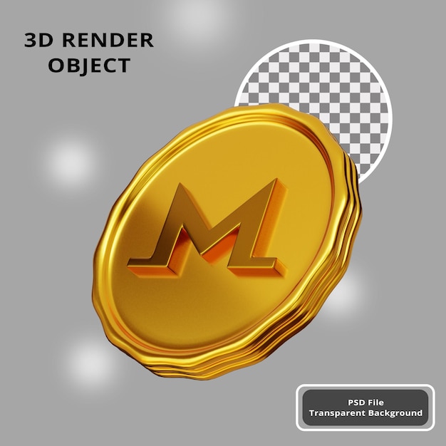 3d-rendering goldene kryptomünze monero premium psd