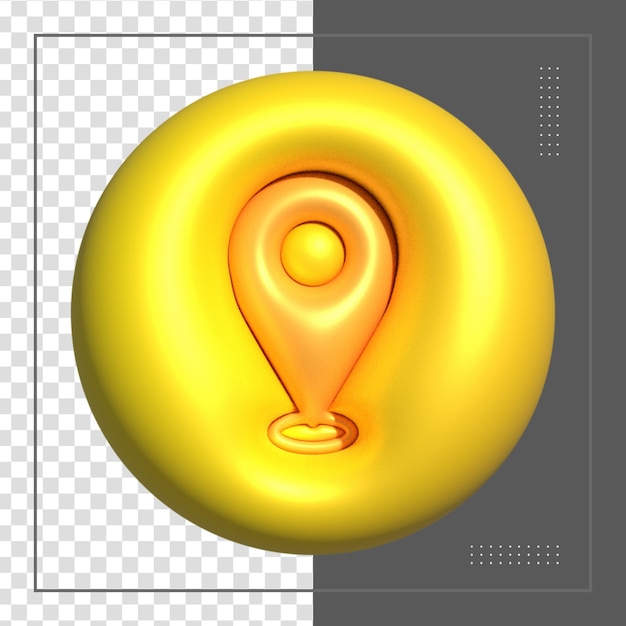 PSD 3d-rendering goldene realistische 3d-karte pin gps-zeiger markierungen zeiger standortsymbol