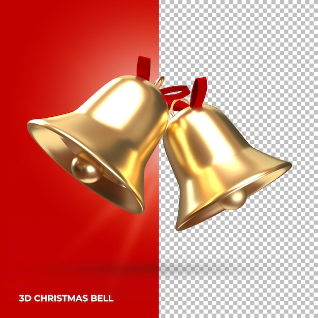 3D-Rendering Goldene Weihnachtsglocke Premium PSD