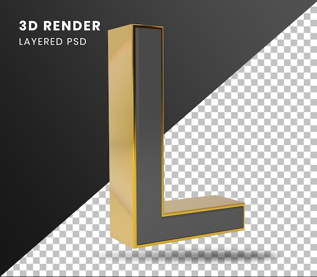 3D-Rendering Goldenes Alphabet L isoliert