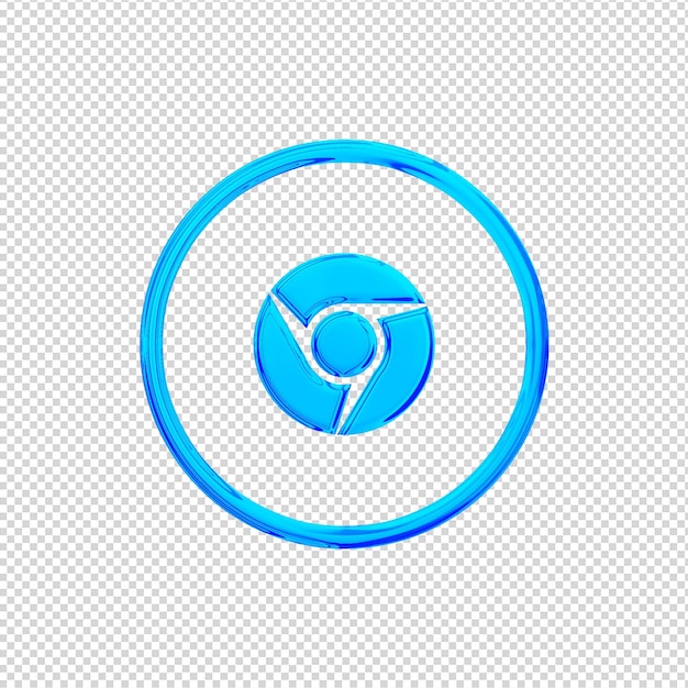 PSD 3d-rendering google chrome-symbol glänzend blau