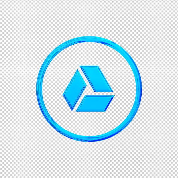 3D-Rendering Google Drive-Symbol glänzend blau