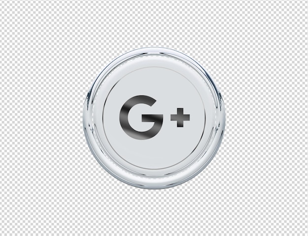 3D Rendering Google Plus Icono Plata Brillante