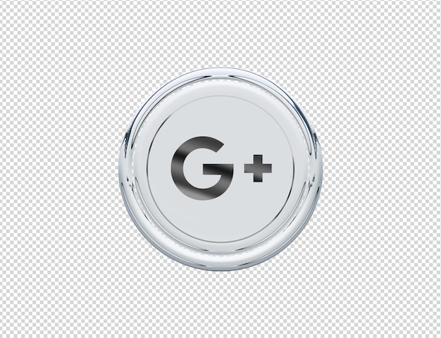 PSD 3d rendering google plus icono plata brillante