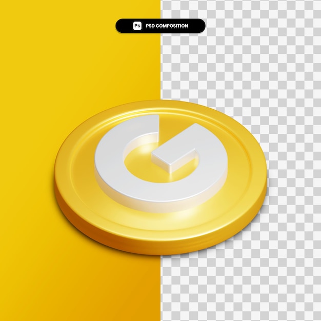 3D-Rendering Google-Symbol auf goldenen Kreis isoliert