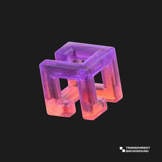 3d rendering gradient glass abstract geometric object