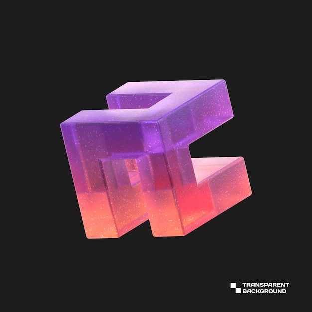 3d rendering gradient glass abstract geometric object
