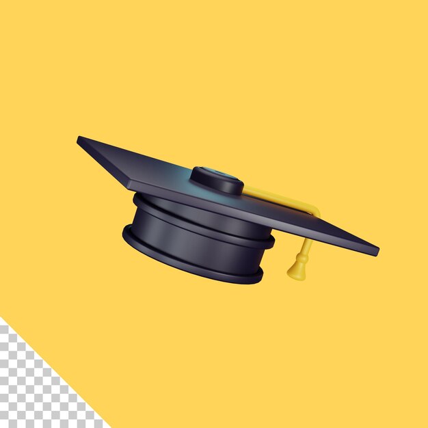 3d rendering graduation hat isolated. useful for education design illustration premium