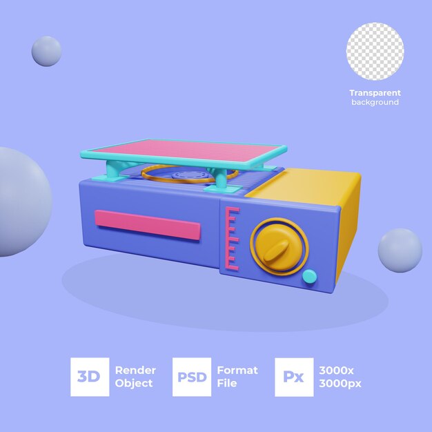 3D-Rendering-Grill mit transparentem Hintergrund PSD